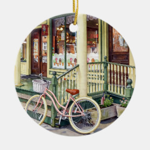 Ocean Grove NJ - Fahrrad vor Eisdiele Keramik Ornament