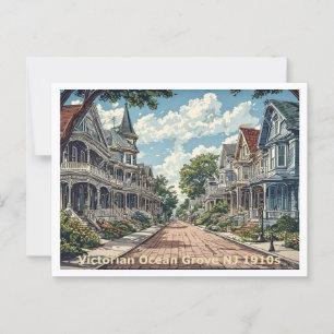 Ocean Grove NJ, viktorianische Häuser, Ansicht aus Postkarte