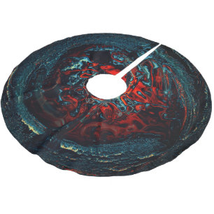Ocean Inferno Rotes Glow Polyester Weihnachtsbaumdecke