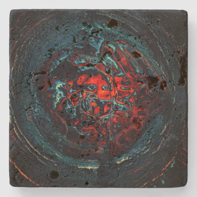 Ocean Inferno Rotes Glow Steinuntersetzer (Vorderseite)