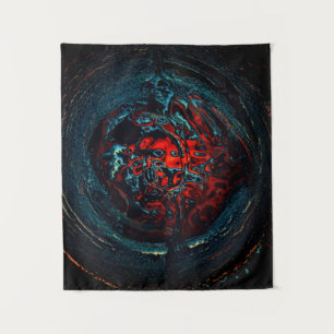 Ocean Inferno Rotes Glow Wandteppich
