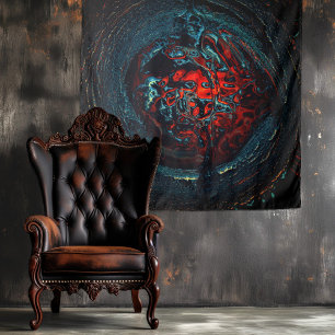 Ocean Inferno Rotes Glow Wandteppich