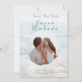 Ocean-Inspired Soft Blue Watercolor Save The Date Einladung