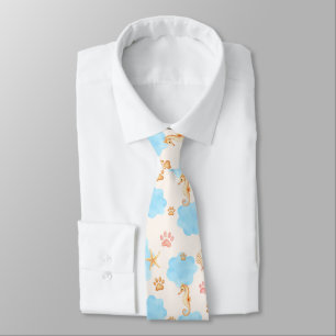 Ocean Inspiriert Paw Print Pattern mit Seepferden Krawatte