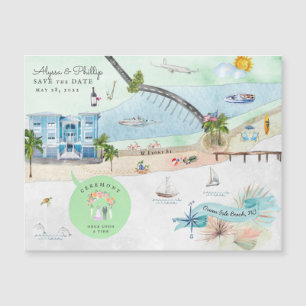 Ocean Isle Beach   North Carolina Illustrierte Kar Magnetkarte