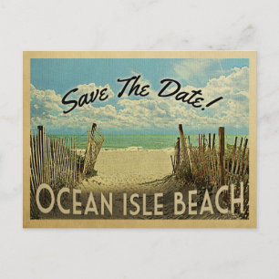 Ocean Isle Beach Save the Date Vintag Nautic Ankündigungspostkarte