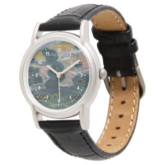 Ocean Jasper Slab Armbanduhr (Schrägansicht)