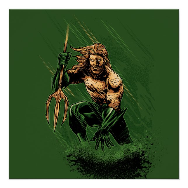 Ocean King Trident Warrior Dynamic Comic Art Poster (Vorderseite)