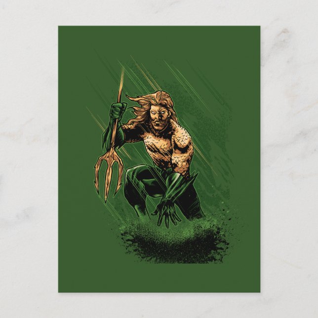 Ocean King Trident Warrior Dynamic Comic Art Postkarte (Vorderseite)