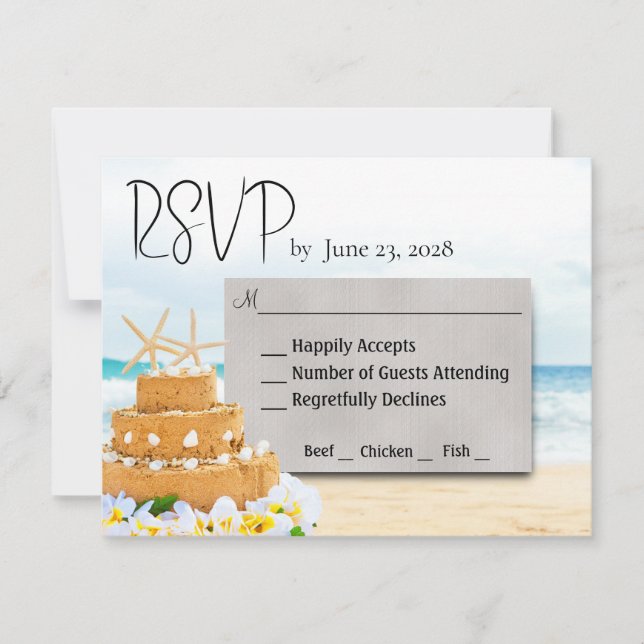 Ocean Liebe Beach Hochzeit RSVP Karte (Vorderseite)