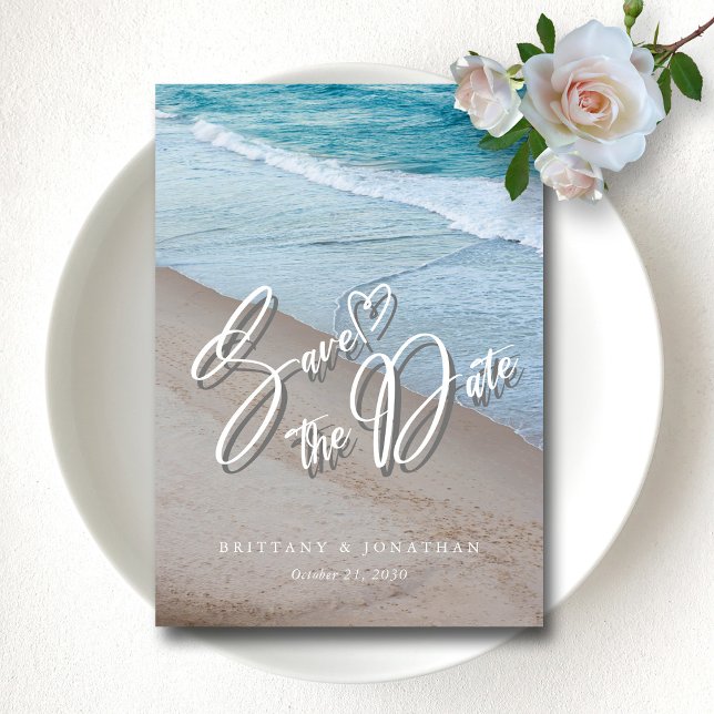 Ocean Liebe: Elegant Beach Wedding Save the Date (Ocean Love Elegant Beach Wedding Save The Date)