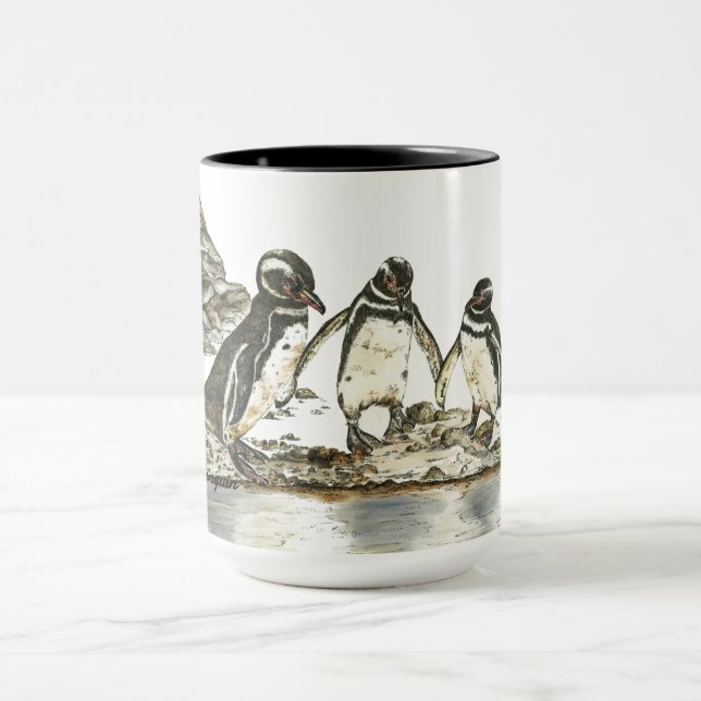 Ocean Life Galapagos Pinguine Aquarelle Tasse (Zentrum)