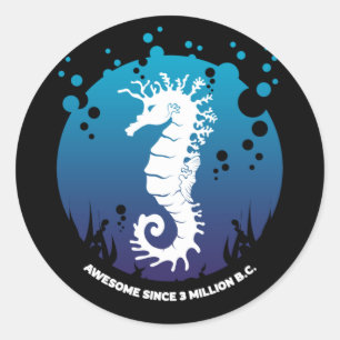 Ocean Life Graphic Design - Seepferde Runder Aufkleber