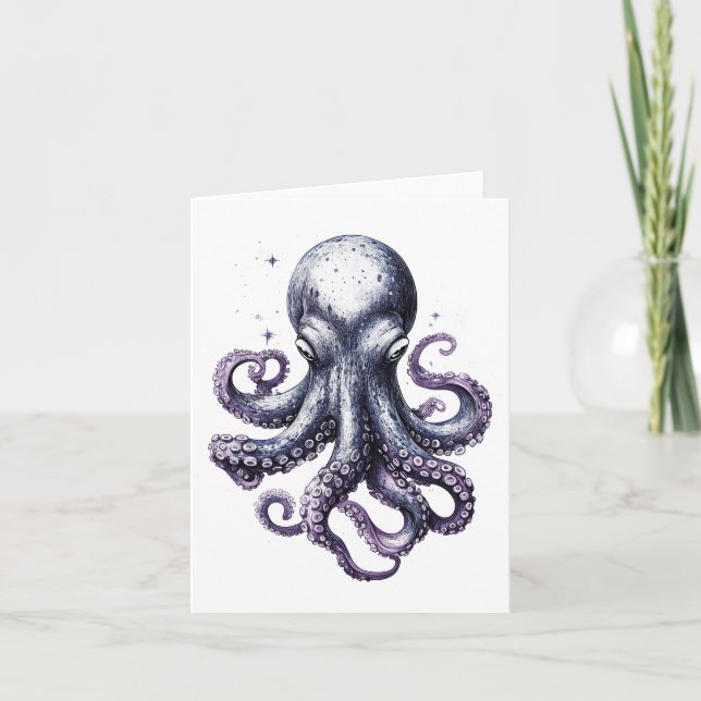 Ocean Life Octopus Greetings Card Dankeskarte (Vorderseite)