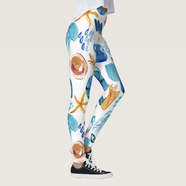 Ocean Life Seamless Pattern Leggings (Rechts)