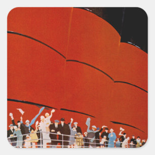Ocean Liner Bon Voyage Quadratischer Aufkleber