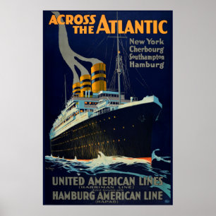 OCEAN LINER EUROPA AMERIKA POSTER