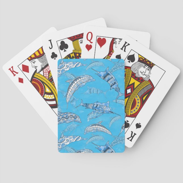 Ocean Marine Animals Dolphins Marlins Spielkarten (Rückseite)