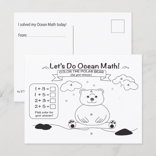 Ocean Math Coloring Postcard Postkarte (Vorne/Hinten)