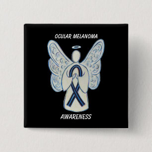 Ocean Melanoma Awareness Ribbon Angel Custom Butto Button