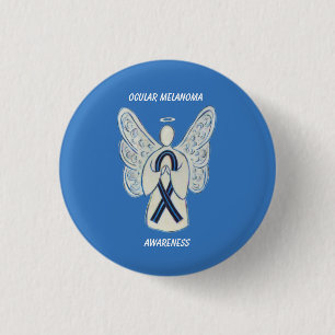 Ocean Melanoma Awareness Ribbon Angel Custom Butto Button