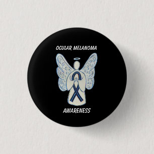 Ocean Melanoma Awareness Ribbon Angel Custom Butto Button