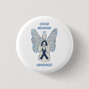 Ocean Melanoma Awareness Ribbon Angel Custom Butto Button