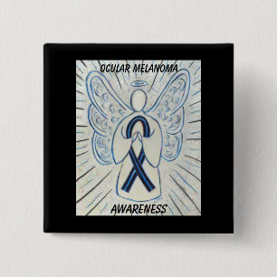 Ocean Melanoma Awareness Ribbon Angel Custom Butto Button