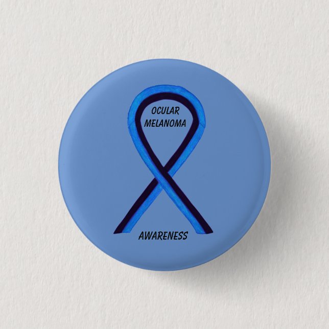 Ocean Melanoma Awareness Ribbon Angel Custom Butto Button (Vorderseite)