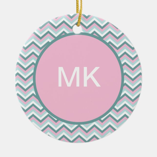 Ocean Mist Zickzack Muster Keramikornament (Vorne)