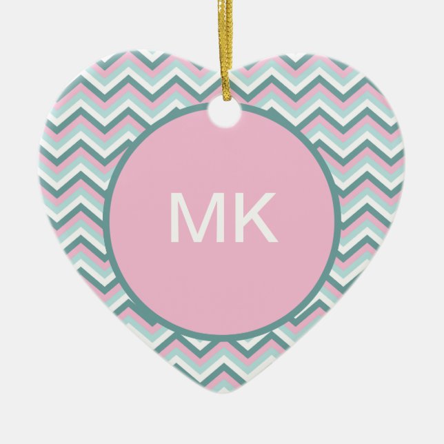 Ocean Mist Zickzack Muster Keramikornament (Vorne)