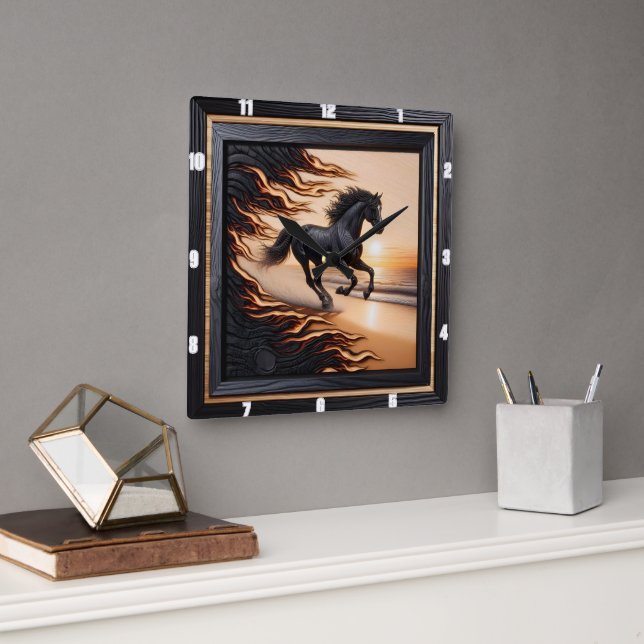 Ocean Morgan Ride: Grain Image gechartert. Quadratische Wanduhr (Büro)