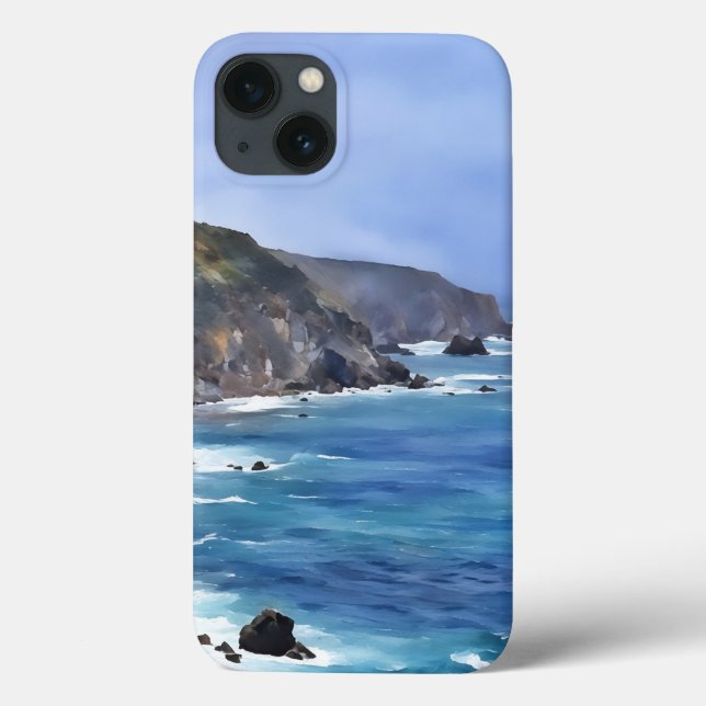 Ocean Mountains Beach Art Phone Case (Rückseite)
