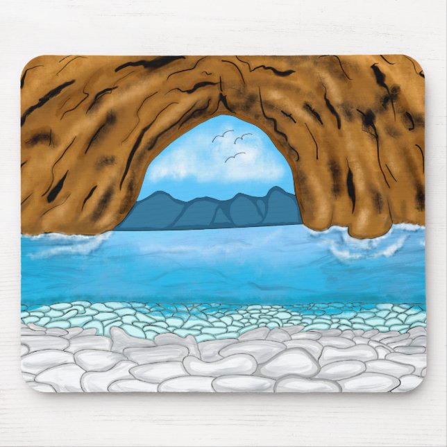 Ocean Mountains Canyon Vögel Wolken Kunst Mousepad (Vorne)
