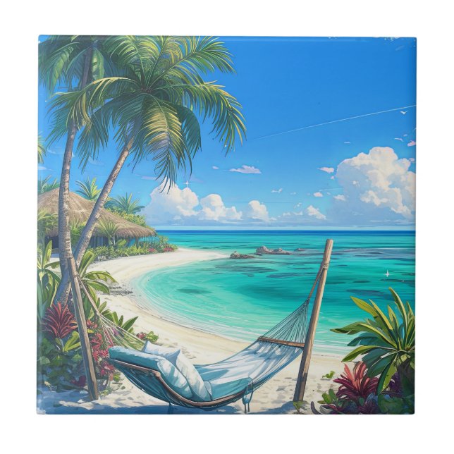 Ocean Paradise - Tropical Beach Oase Fliese (Vorderseite)