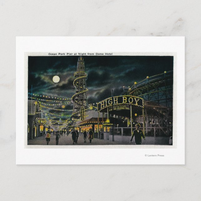 Ocean Park Pier bei Nacht vom Dome Hotel Postkarte (Vorderseite)
