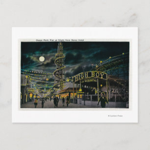 Ocean Park Pier bei Nacht vom Dome Hotel Postkarte
