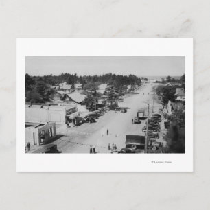 Ocean Park, WA - Aussicht auf Strand, Altfahrzeuge Postkarte