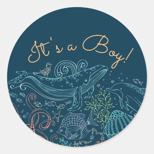 Ocean Party | Es ist ein Boy Sticker (Vorderseite)