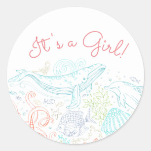 Ocean Party   Es ist ein Girl-Sticker Runder Aufkleber