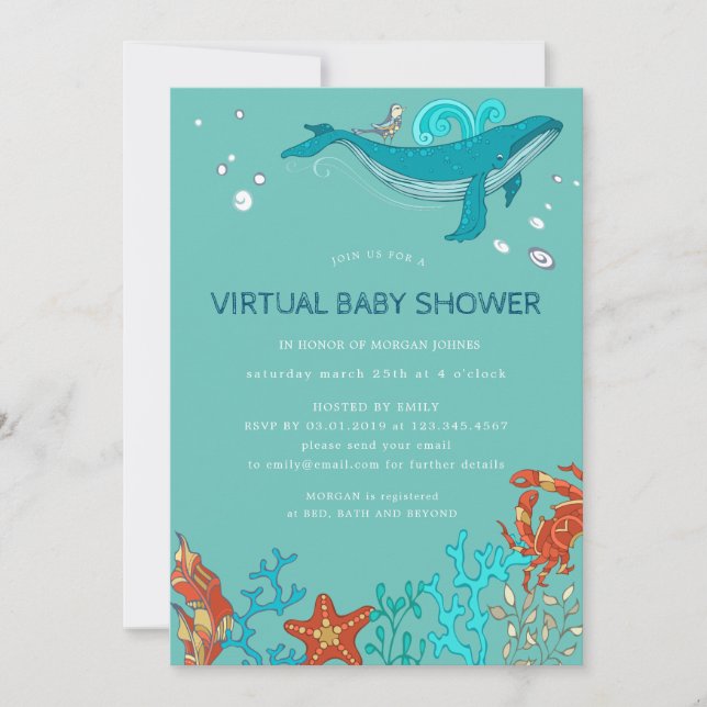 Ocean Party Virtual Baby Dusche Einladung (Vorderseite)