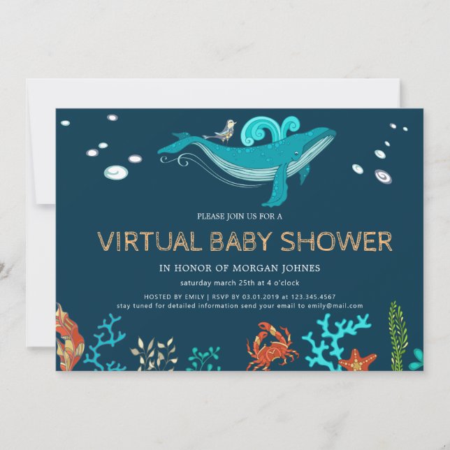 Ocean Party Virtual Baby Dusche Einladung (Vorderseite)