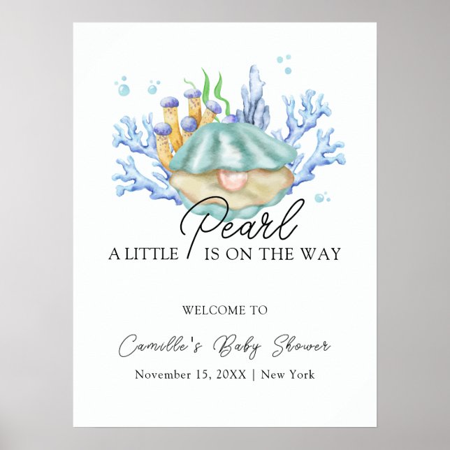 Ocean Pearl Under Sea Baby Dusche Empfang Poster (Vorne)