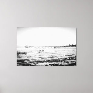 Ocean Pier Black & White, Extra Large Canvas Print Leinwanddruck