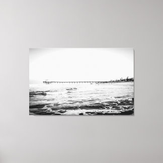 Ocean Pier Black & White, Extra Large Canvas Print Leinwanddruck