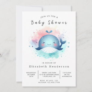 Ocean Printable Whale Baby Dusche Einladung