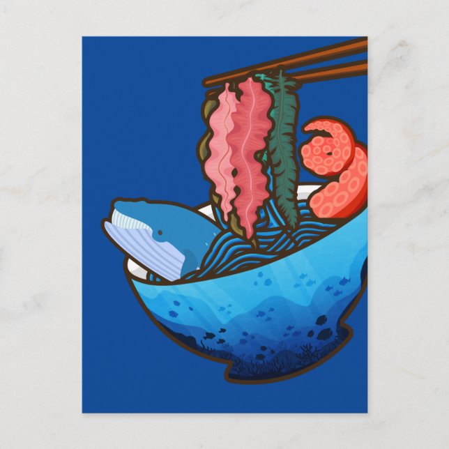 Ocean Ramen Tentacle Kelp Whale Food Nature Postkarte (Vorderseite)