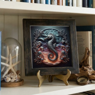 Ocean Reef & 3D-Seepferdchen Faux-Metall  Fliese