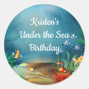 Ocean Reef Under Sea Birthday Party Runder Aufkleber
