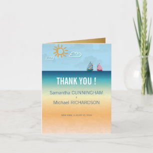 Ocean Sand Beach Theme Wedding Thank You Dankeskarte